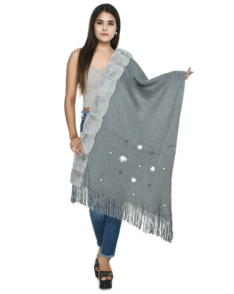 Faux Fur Stole with Fringes Price in India