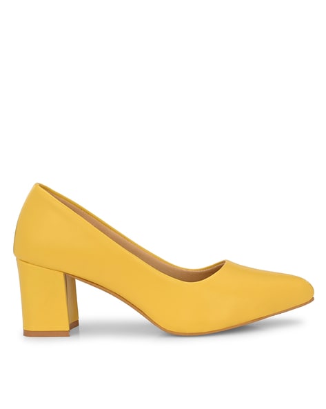 Block heel shop yellow shoes