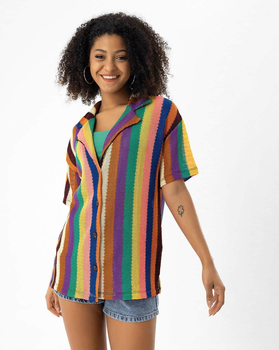 Shirt Womens Rainbow Crop Top Forever 21 Rainbow Cropped Shirt