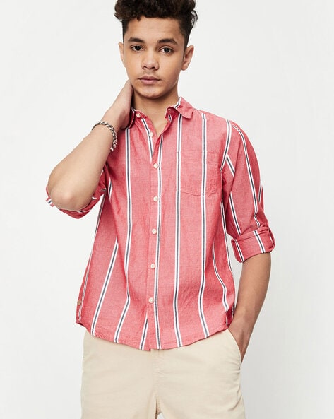 boys red striped shirt