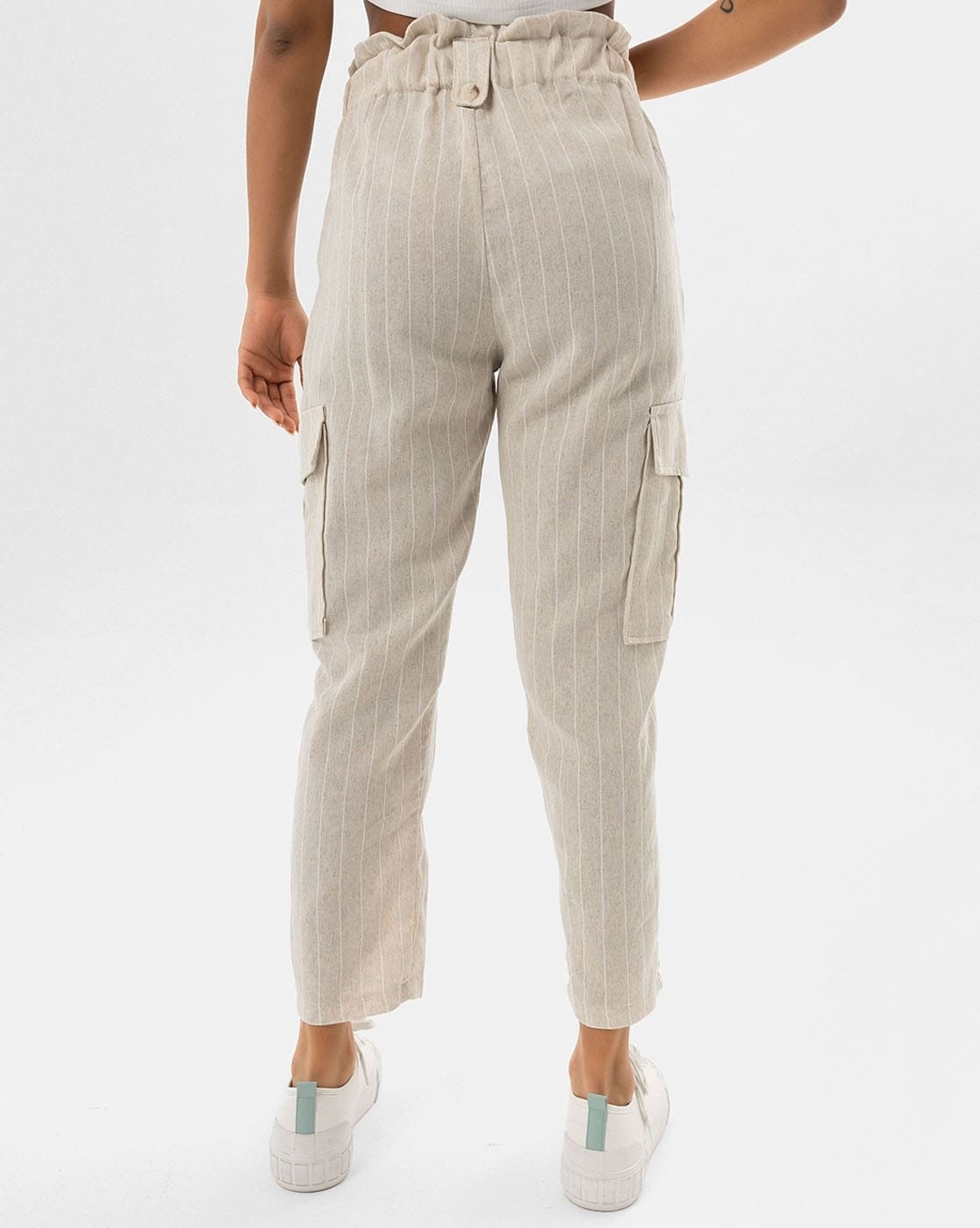 Low-waist cotton cargo pants with strap - Pants - Women