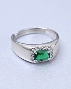 clara Sterling Silver American Diamond-Studded Band Ring-picture-25