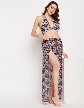 Black Moss Printed Bikini Set Design by Zerokaata at Pernia's Pop Up Shop  2024