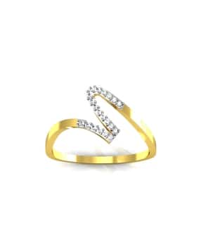 avsar Yellow Gold Cubic Zirconia Studded Aakansha Ring-picture-11