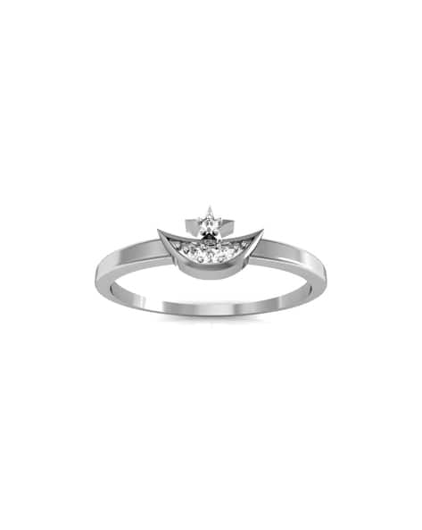 Avsar White Gold Cubic Zirconia Studded Kajal Ring