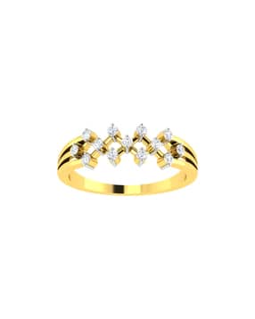 avsar Yellow Gold Swarovski Stone-Studded Ring-picture-12