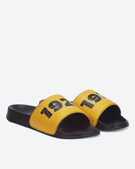 Yellow mens slides hot sale