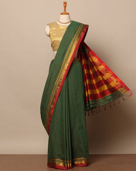 Buy Turquoise Green Sarees for Women by Indie Picks Online | Ajio.com