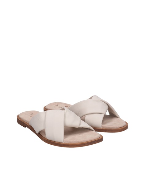 Light Blue Dove Metallic Buckle Slide Sandals - CHARLES & KEITH IN