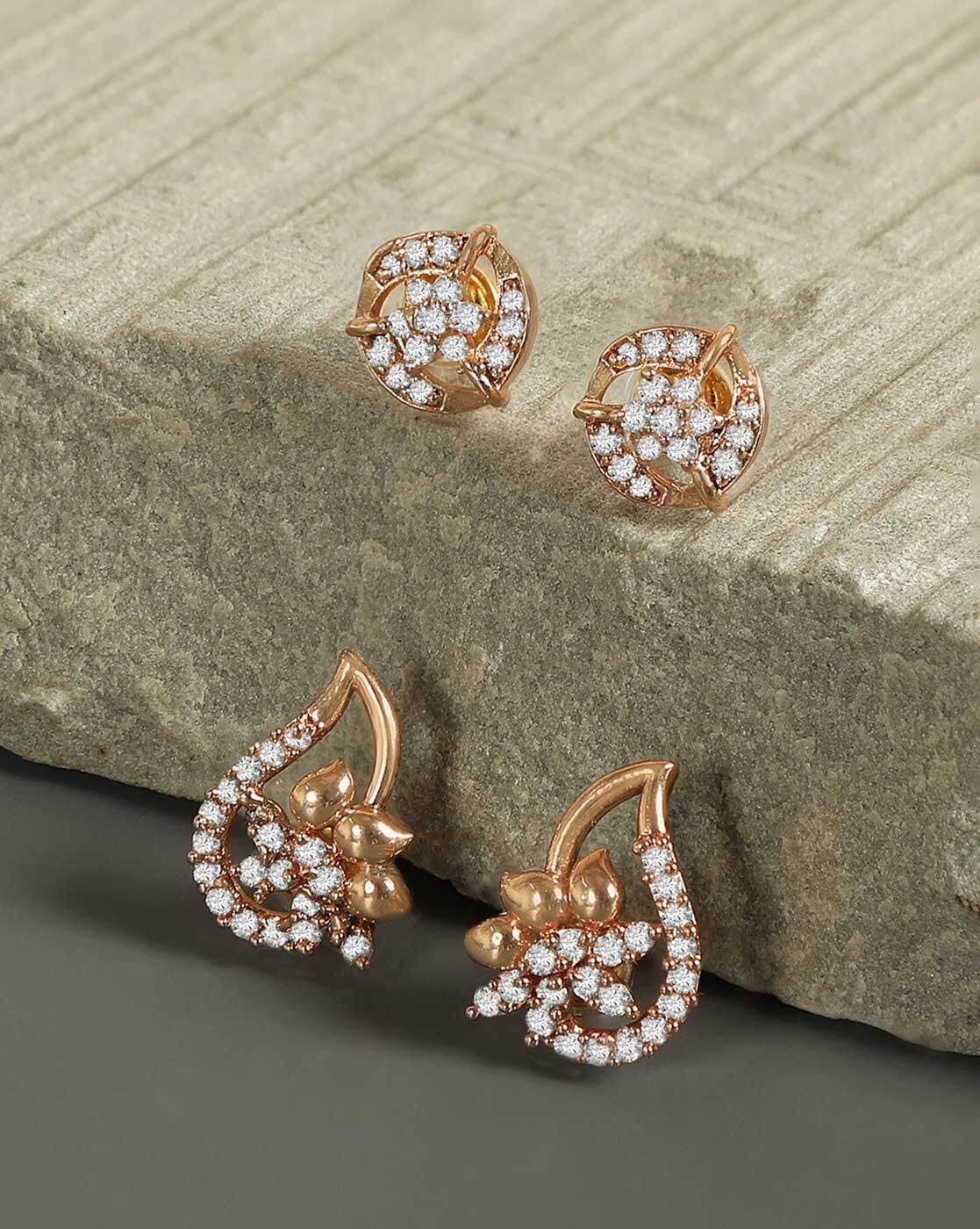 Pink Small stud Earrings  Workwear Jewellery  Amy Rose Gold Stud Earrings  by Blingvine