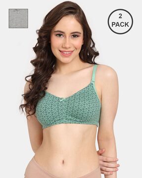 Rerooted Simplicity Double Layered Non-Wired Non-Padded 3/4th Coverage  T-Shirt Bra (Pack of 2)