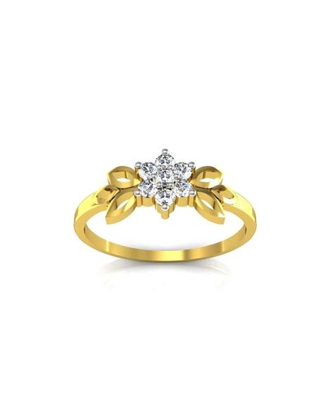 Avsar Yellow Gold Cubic Zirconia Studded Sachi Ring