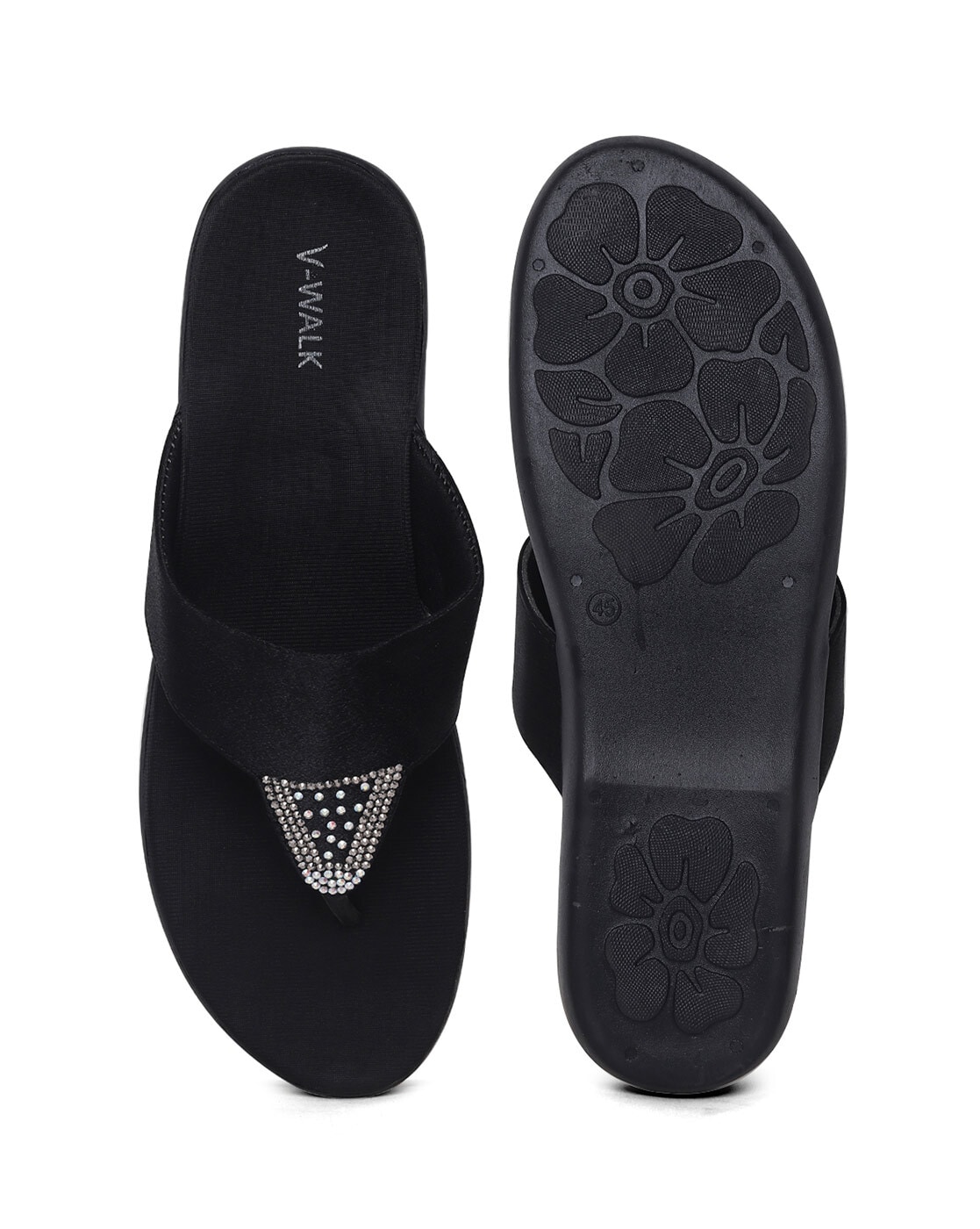 Buy V-Walk Footwear Premium Quality Fashion Flat Casual Slipper Women &  Girls Sandals |Color - (Black & Grey) Size-39 | UK size-6 | Us Size-8  Online at Best Prices in India - JioMart.