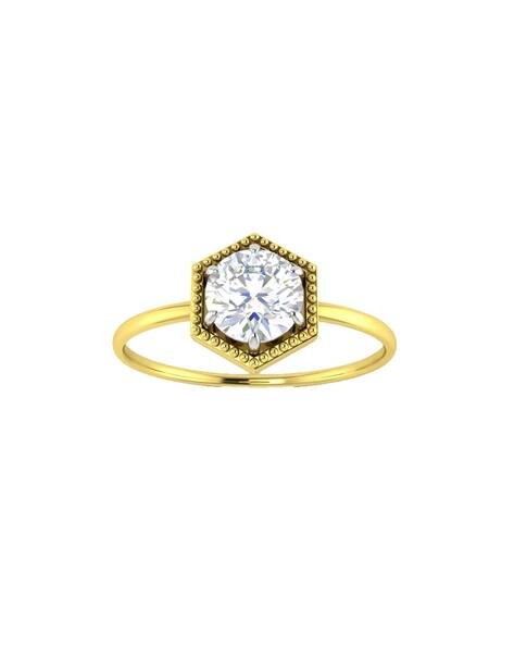 Avsar Yellow Gold Cubic Zirconia Studded Mayuri Ring