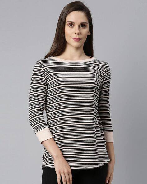 Striped Slim Fit Boat-Neck T-Shirt