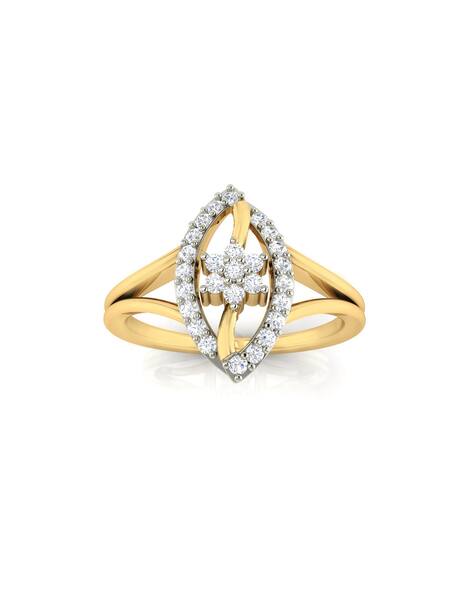 Avsar Yellow Gold Cubic Zirconia Studded Kshish Ring