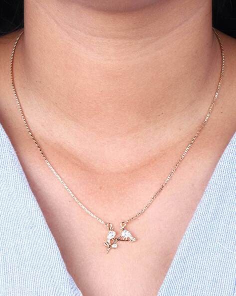 Elegant Bird Studded Necklace| 925 Silver| Gold Plated – Purl Jewelry