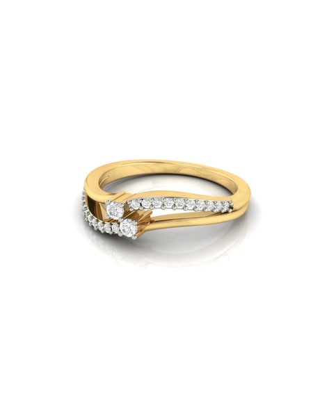 P.C. Chandra Jewellers 14k (585) Yellow Gold and American Diamond Ring for  Women : Amazon.in: Fashion