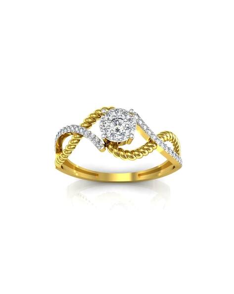 Avsar Yellow Gold Cubic Zirconia Studded Pratiksha Ring