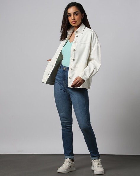 Women Button Down Oversized Bomber Jacket