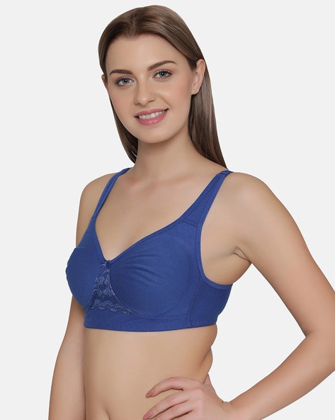 Buy Clovia Blue Solid Lace T-Shirt Bra Online at Best Prices in
