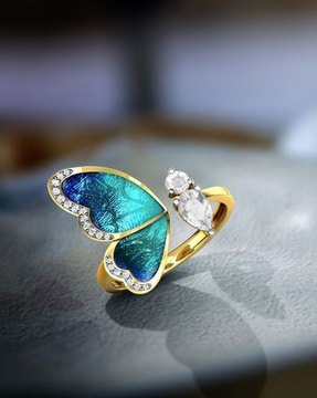 Stone-Studded Butterfly Ring