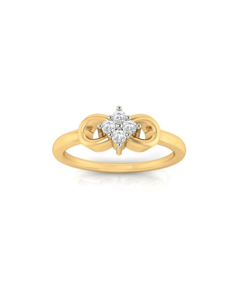Avsar Yellow Gold Cubic Zirconia Studded Pranjal Ring
