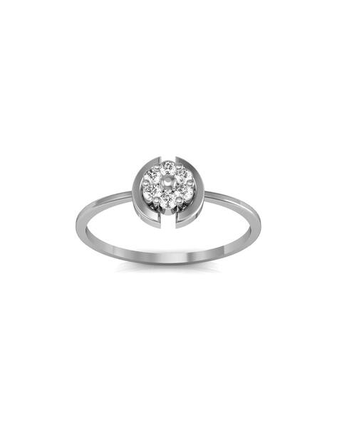 Avsar White Gold Cubic Zirconia Studded Vinita Ring