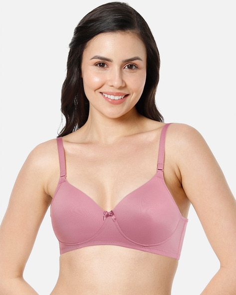 Non-Padded Non-Wired Lace Minimiser Bra - Impatiens Pink