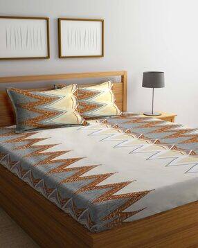 300 TC Printed King-Size Bedsheet with Pillow Covers-image-11