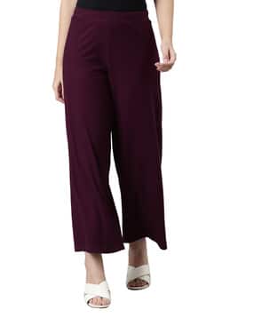 go colors Ribbed Palazzos with Elasticated Waist-picture-25