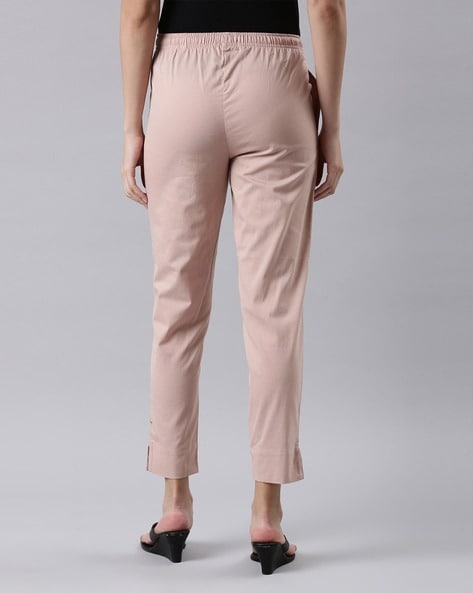 Buy Go Colors Women White Pencil Tapered Fit Cropped Cigarette Trousers   Trousers for Women 2703387  Myntra