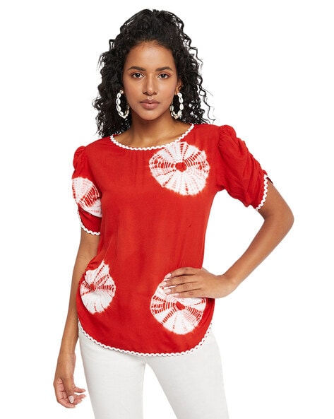 Ruhaans Tie & Dyed Round-Neck Top