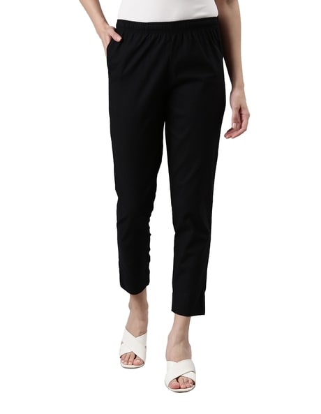 Jade Black Plain-Solid Regular Fit Cotton Cargo Pants For Men