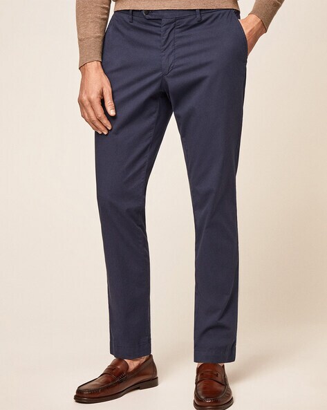 Buy Hackett London Men Ivory Textured Trousers for Men Online | The  Collective