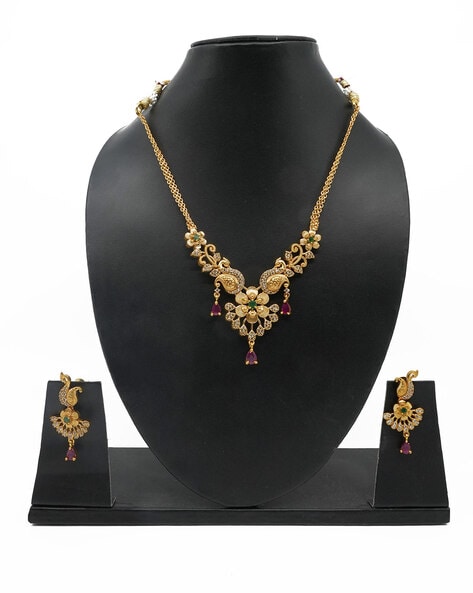 Buy gold plated artificial jewellery peacock sets online - Griiham – tagged  Product Type_Pendant Sets