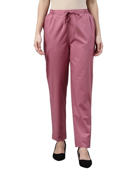 GO COLORS Women's Tapered Fit Cotton Pant (8905344117150_Off White_M) :  Amazon.in: Fashion