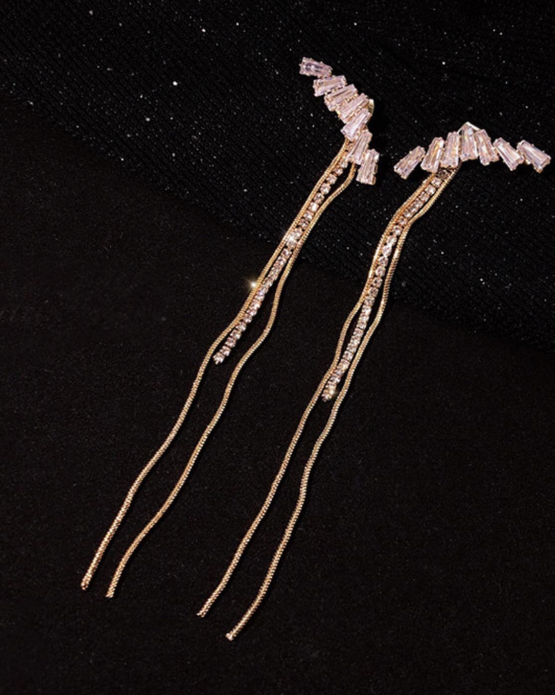 Chain Double Drop Earrings in 14K Yellow Gold