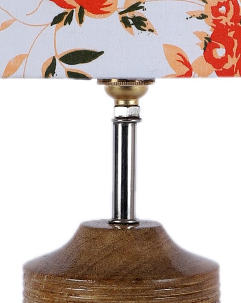 Round Table Lamp with Floral Shade