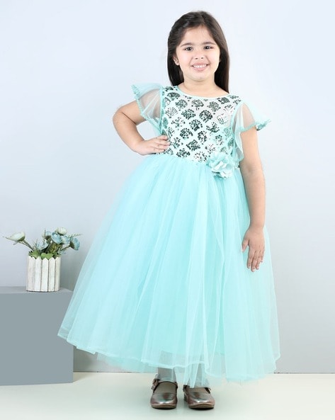 Fantastic Festival Wear Cotton Gown In Sea Green Color