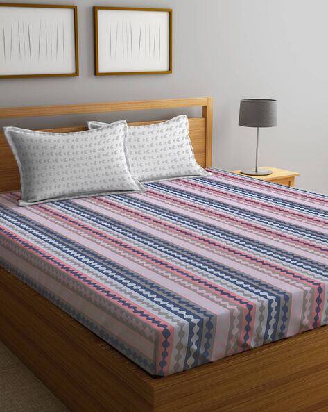 KLOTTHE 300 TC Printed King-Size Bedsheet with Pillow Covers