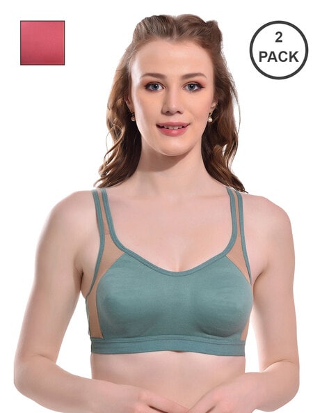 Pack of 2 Non-Wired Full-Coverage Sports Bras