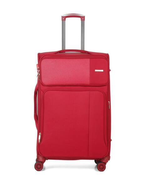 TEAKWOOD LEATHERS Unisex Red Soft Body Trolley Bag | Lightweight Polyester Travel Luggage - Large