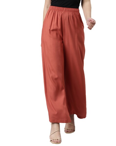 Palazzos with Elasticated Waist & Insert Pockets Price in India