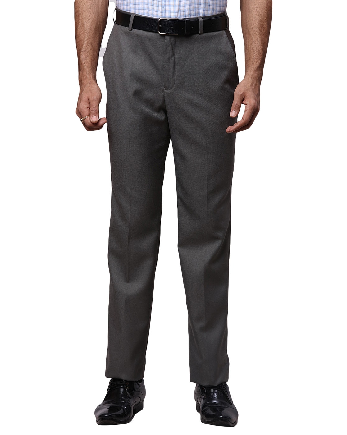 Buy Arrow Mid Rise Tailored Regular Fit Black Trouser online