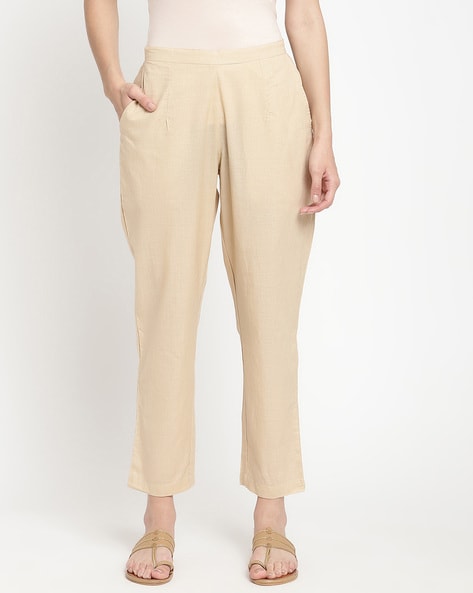 Buy Beige Trousers & Pants for Women by POPWINGS Online