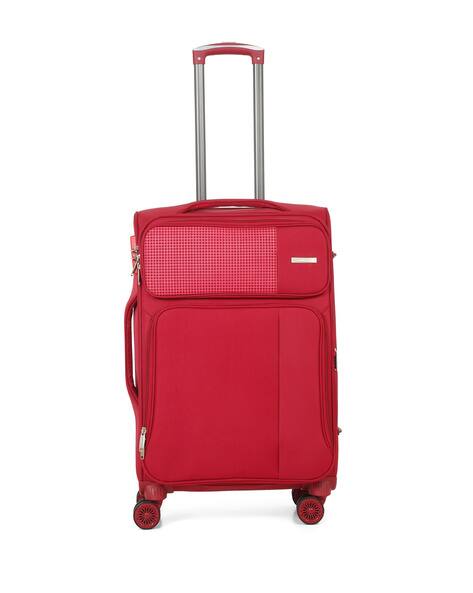 TEAKWOOD LEATHERS Unisex Red Soft Body Trolley Bag | Lightweight Polyester Travel Luggage - Medium