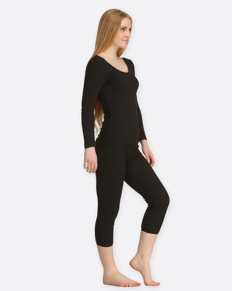 Buy Marks & Spencer Women Black Solid Knitted Thermal Leggings - Thermal  Bottoms for Women 15051042 | Myntra