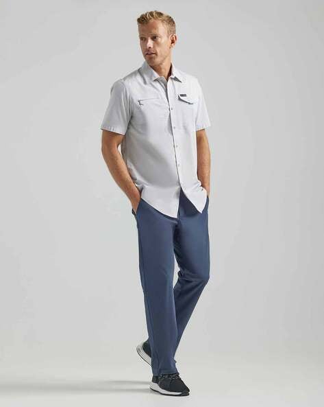 Wrangler Straight Fit Flat-Front Trousers