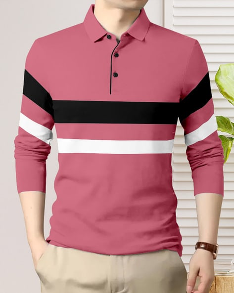 Colourblock Polo T-Shirt with Collar Neck - Price History